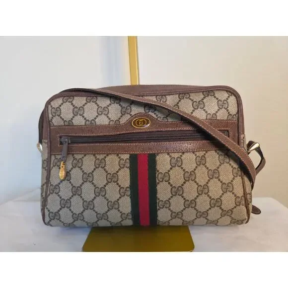 Gucci GG Monogram Vintage Ophidia Crossbody Bag Sherry Line Adjustable Strap - Picture 4 of 15